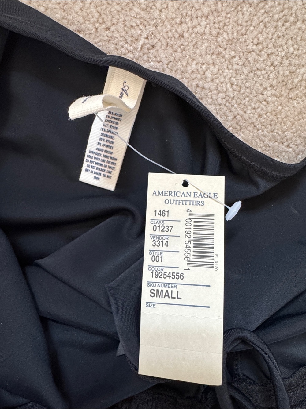 American Eagle Outfitters Black Plunge Halter One-Piece Swimsuit - Picture 3 of 3